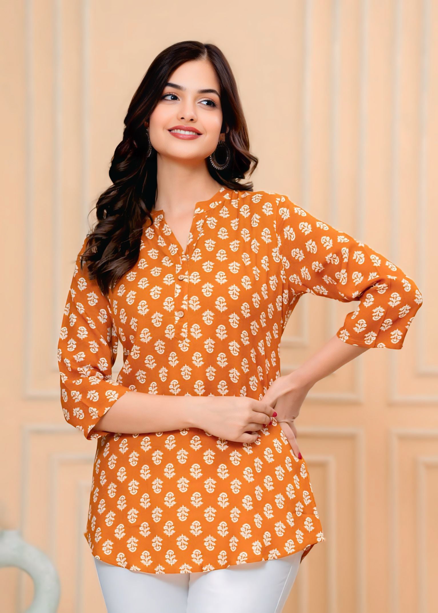 Women’s Premium Cotton Printed Short Kurti Top