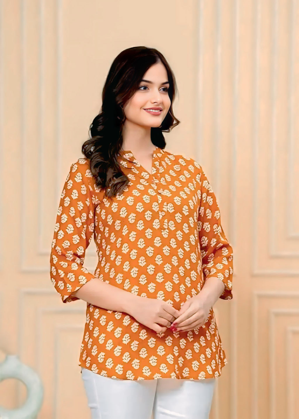 Women’s Premium Cotton Printed Short Kurti Top