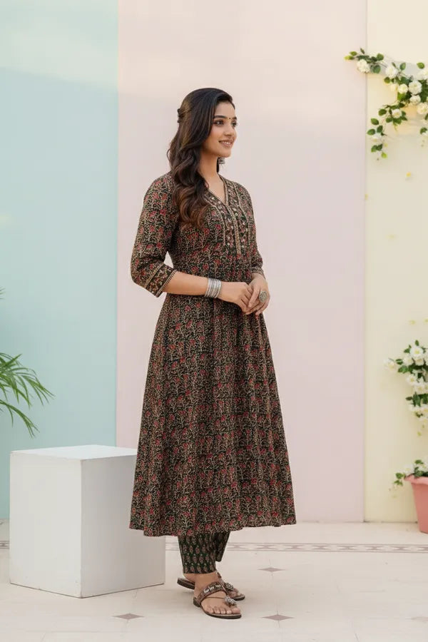 Designer Ethnic Printed Anarkali with Pant & Dupatta