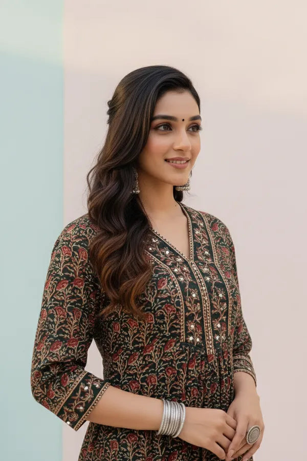 Designer Ethnic Printed Anarkali with Pant & Dupatta