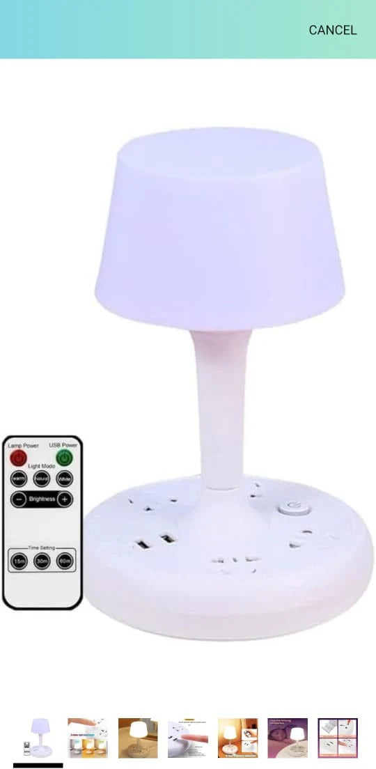 7-in-1 Smart Bedside Table Lamp with USB Charging Ports & Power Socket | Phone Holder | Eye Protection Night Light 60% off