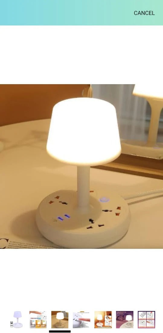 7-in-1 Smart Bedside Table Lamp with USB Charging Ports & Power Socket | Phone Holder | Eye Protection Night Light 60% off