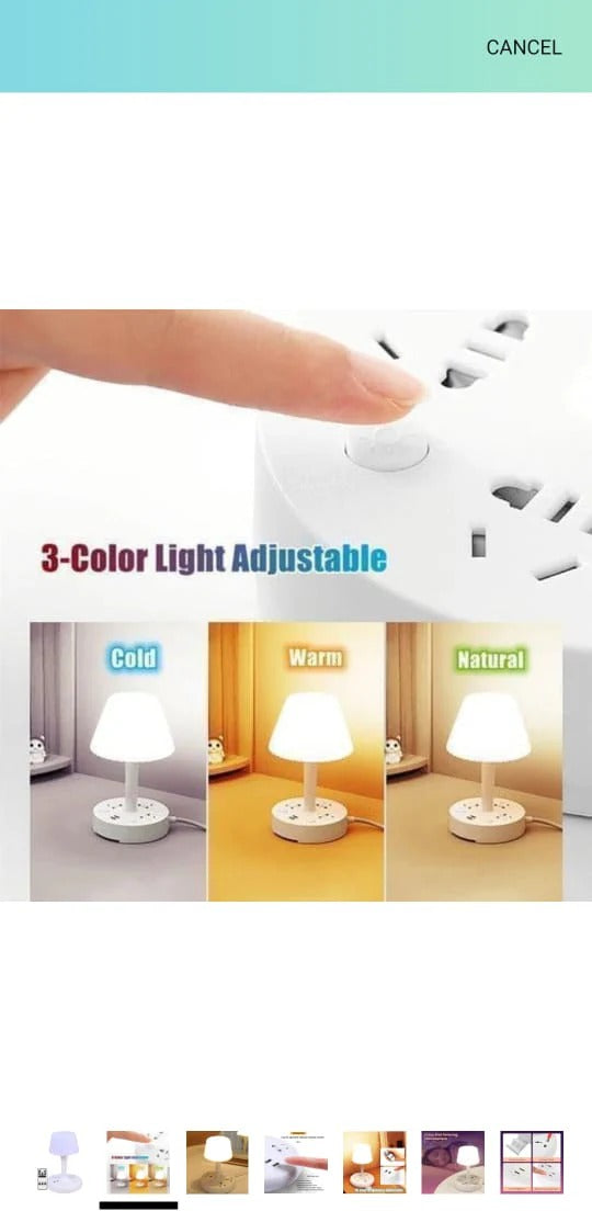 7-in-1 Smart Bedside Table Lamp with USB Charging Ports & Power Socket | Phone Holder | Eye Protection Night Light 60% off