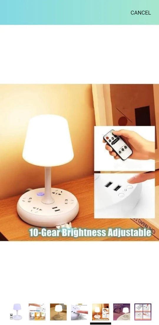 7-in-1 Smart Bedside Table Lamp with USB Charging Ports & Power Socket | Phone Holder | Eye Protection Night Light 60% off